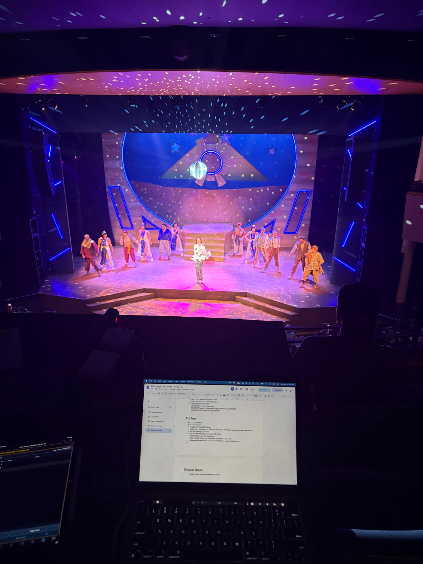 A.D. Players Joseph production viewed from the booth