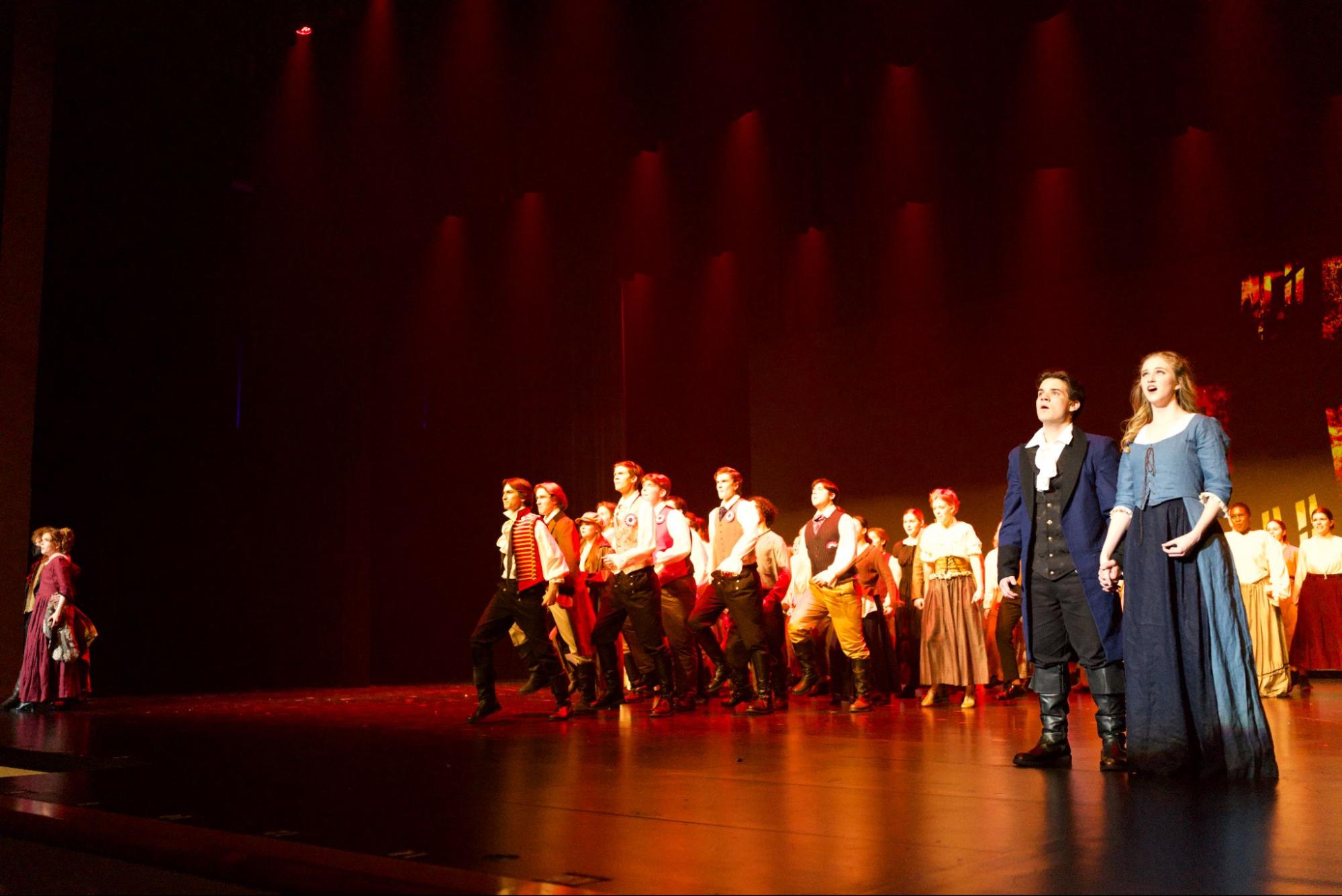 Red ensemble scene from Les Misérables